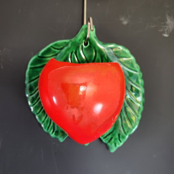 Fruit Wall Pocket Vase Set 2 Apple & Orange VTG Planter Gallery Hanging Kitsch - Picture 9 of 10